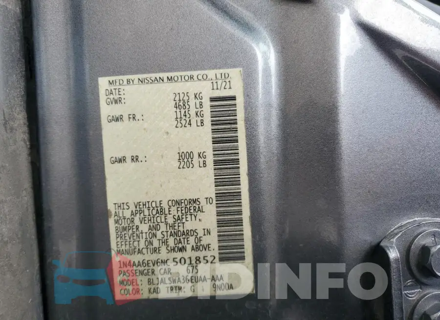 1N4AA6EV6NC501852 Photo# 12