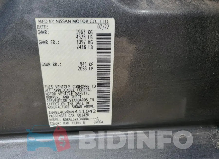 1N4BL4CV0NN411042 Photo# 12