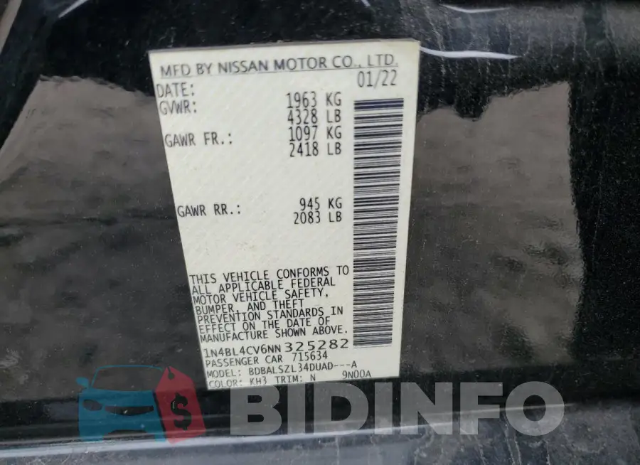 1N4BL4CV6NN325282 Photo# 12
