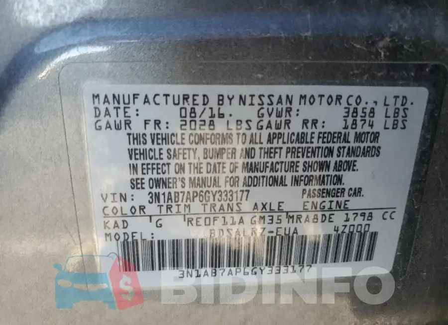 3N1AB7AP6GY333177 Photo# 12
