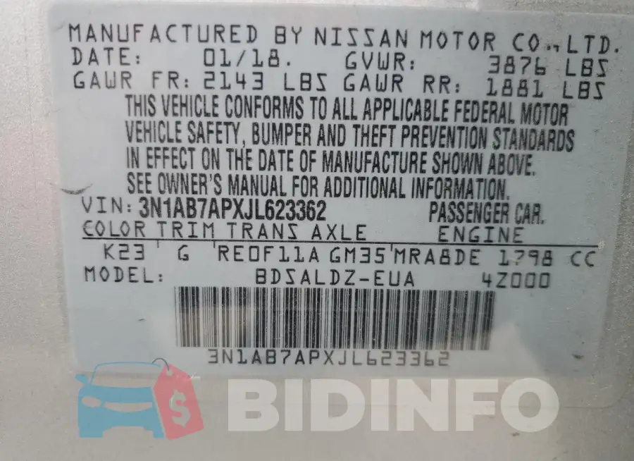 3N1AB7APXJL623362 Photo# 12