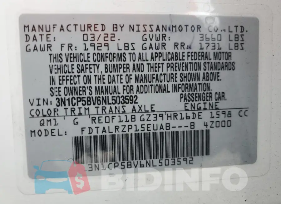 3N1CP5BV6NL503592 Photo# 14