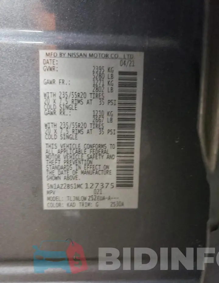 5N1AZ2BS1MC127375 Photo# 12