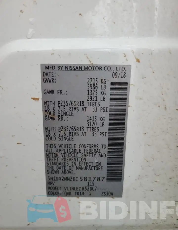5N1DR2MM2KC581787 Photo# 14