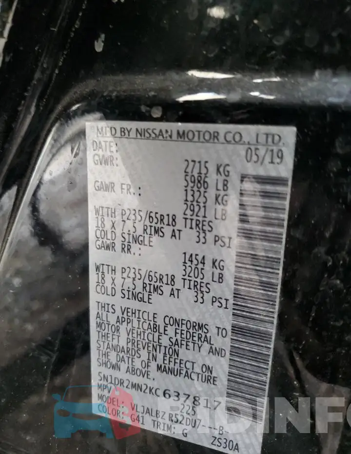 5N1DR2MN2KC637817 Photo# 13