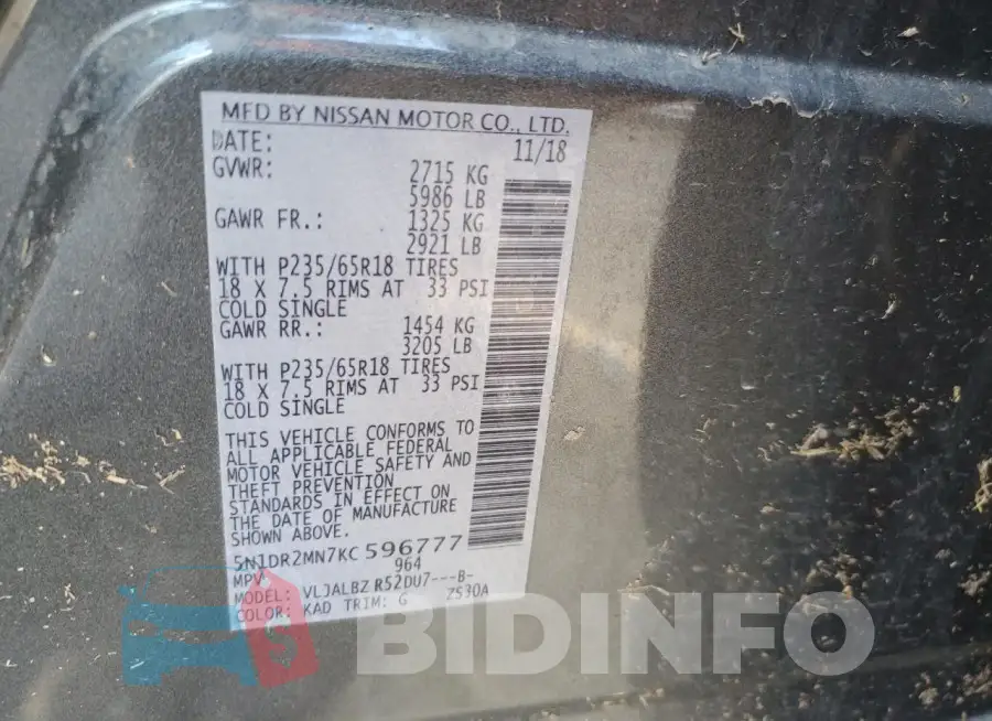 5N1DR2MN7KC596777 Photo# 13