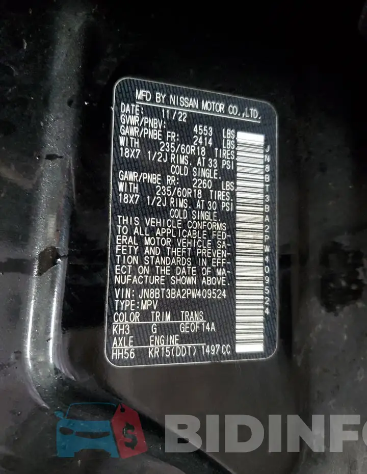 JN8BT3BA2PW409524 Photo# 13