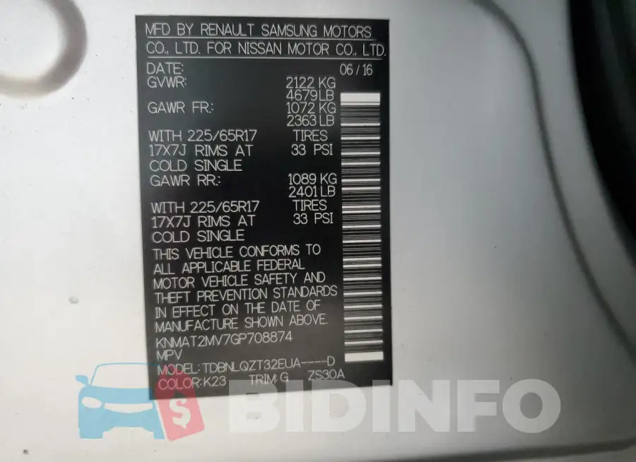 KNMAT2MV7GP708874 Photo# 13