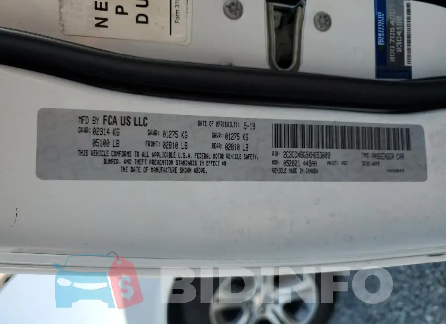 2C3CDXBG5KH653009 Photo# 12