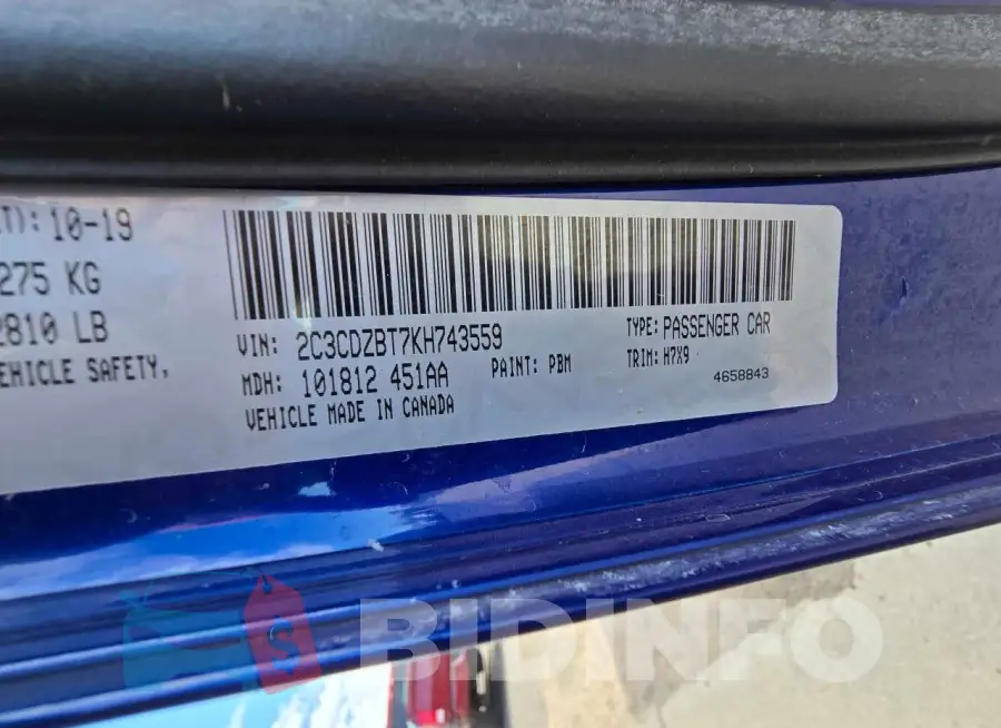 2C3CDZBT7KH743559 Photo# 10