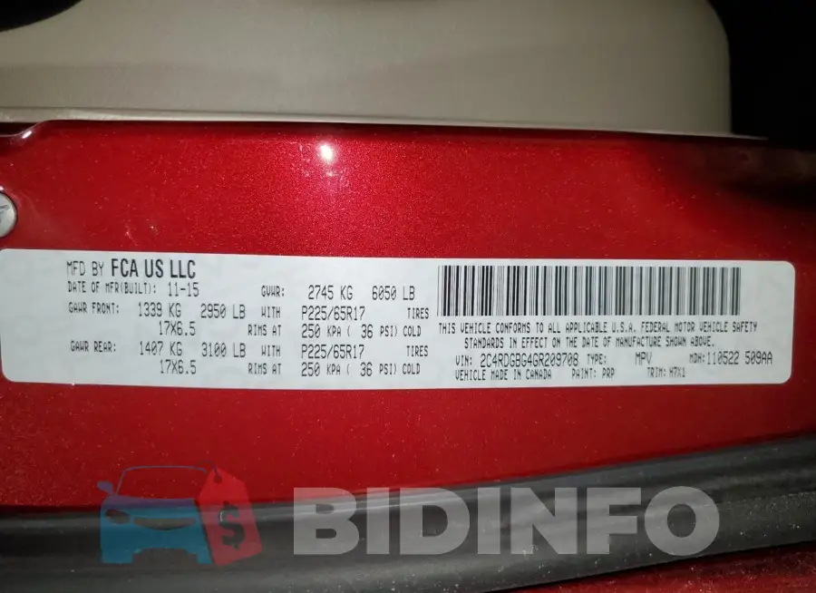 2C4RDGBG4GR209708 Photo# 13