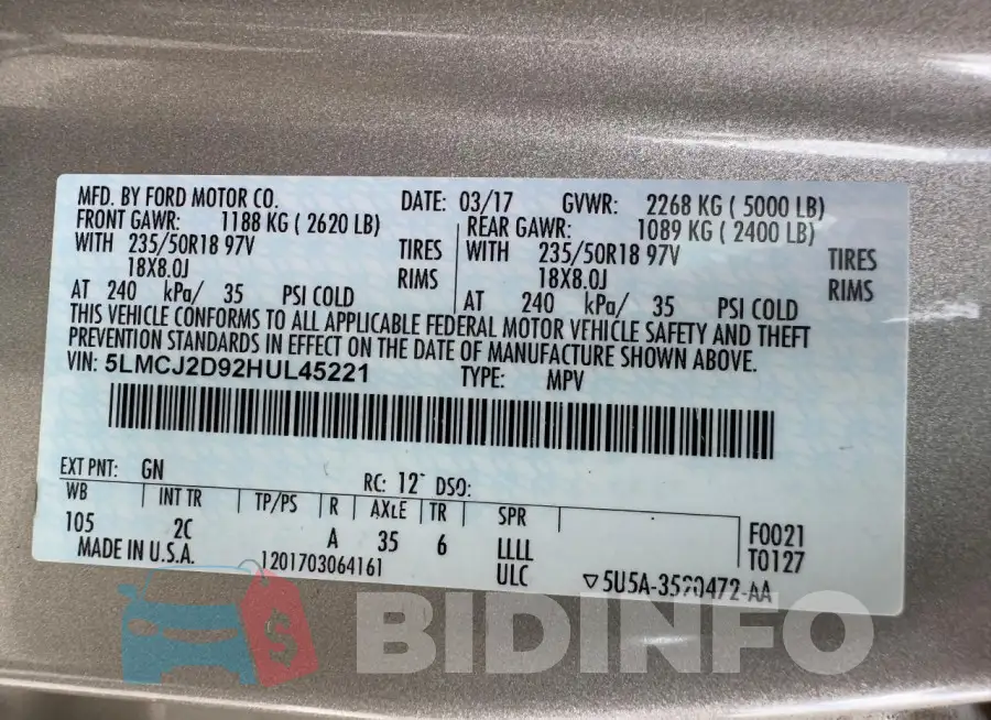 5LMCJ2D92HUL45221 Photo# 15