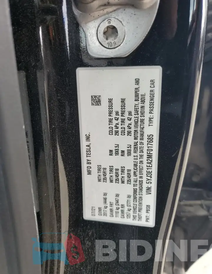 5YJ3E1EA2MF017685 Photo# 12