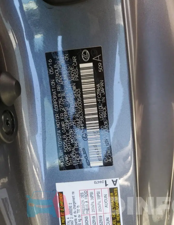 JTHHP5BC3G5005403 Photo# 12