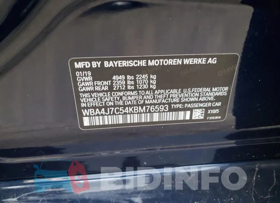 WBA4J7C54KBM76593 Photo# 12