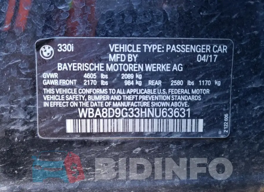WBA8D9G33HNU63631 Photo# 12
