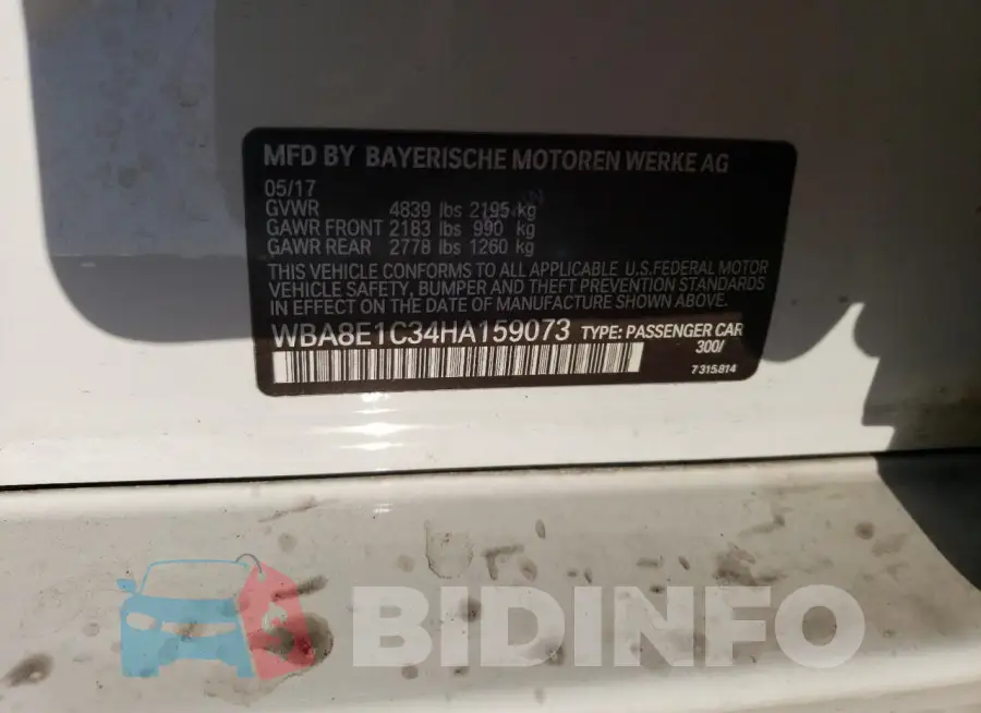 WBA8E1C34HA159073 Photo# 12