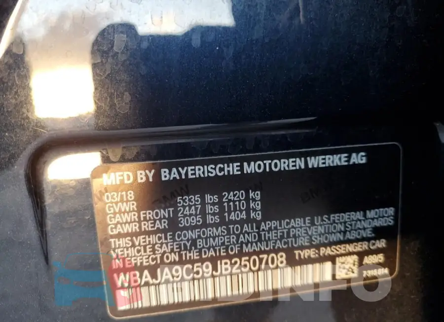 WBAJA9C59JB250708 Photo# 12