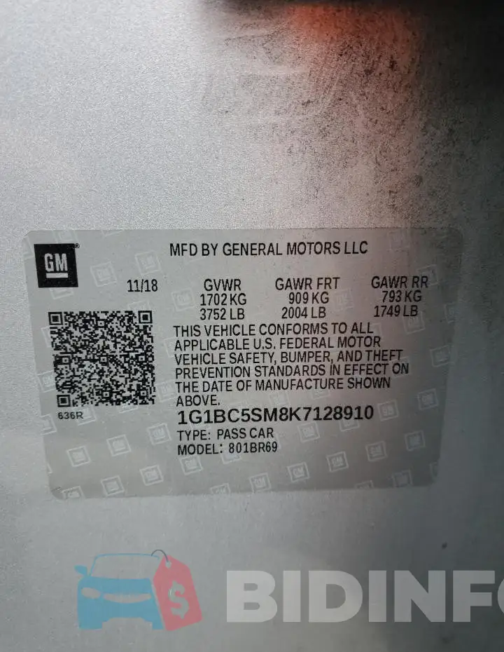 1G1BC5SM8K7128910 Photo# 12