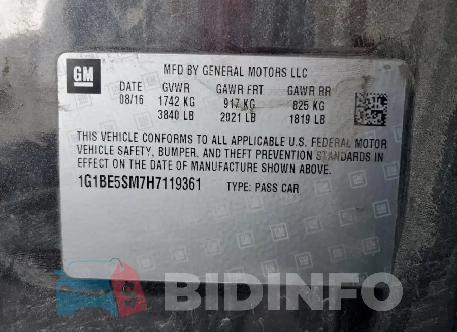 1G1BE5SM7H7119361 Photo# 12