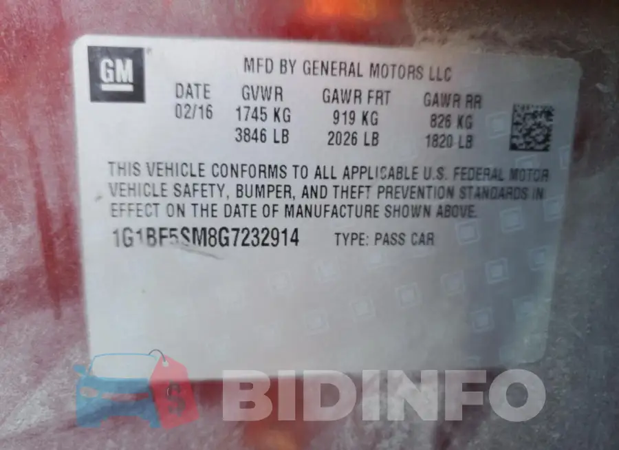 1G1BE5SM8G7232914 Photo# 12