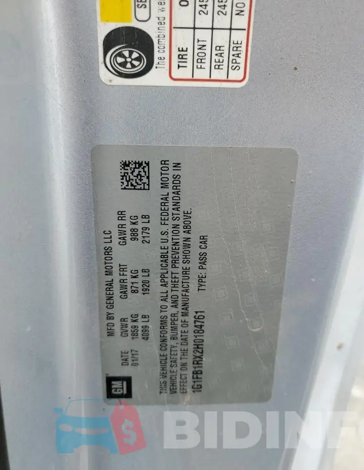 1G1FB1RX2H0184761 Photo# 12