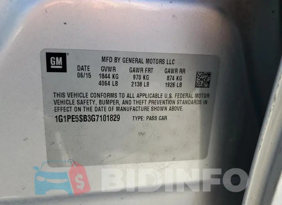 1G1PE5SB3G7101829 Photo# 13