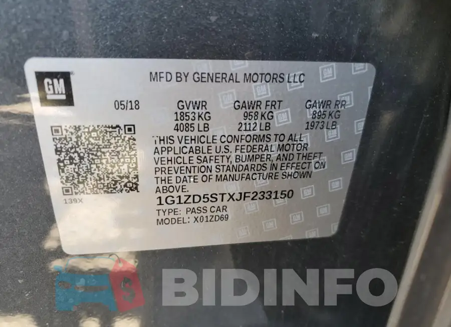 1G1ZD5STXJF233150 Photo# 12