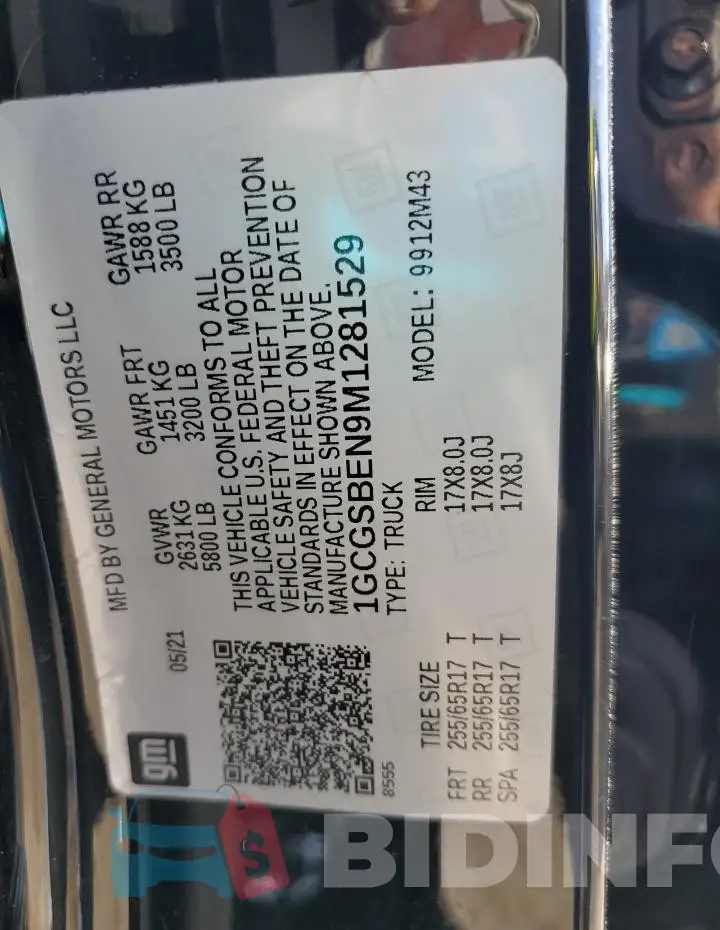 1GCGSBEN9M1281529 Photo# 12