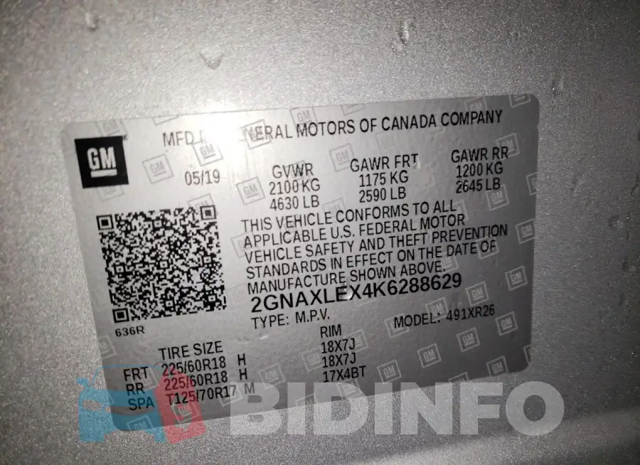 2GNAXLEX4K6288629 Photo# 13