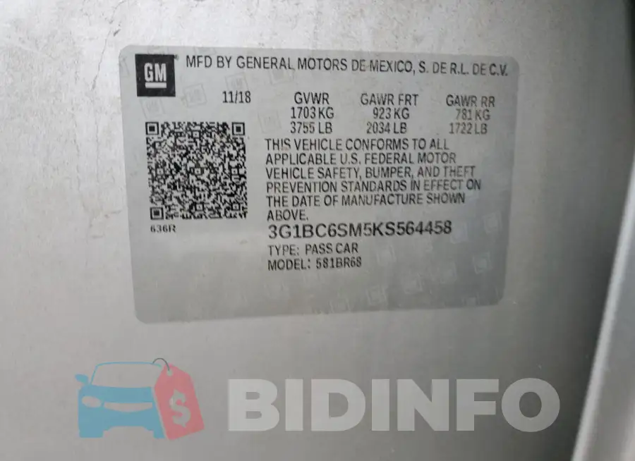 3G1BC6SM5KS564458 Photo# 13