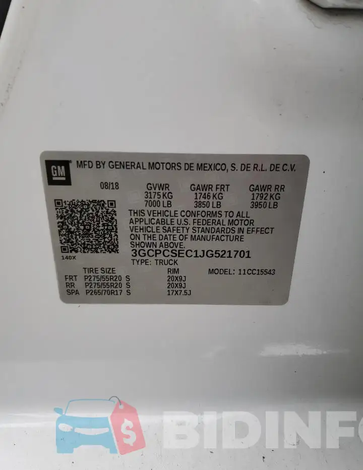 3GCPCSEC1JG521701 Photo# 12