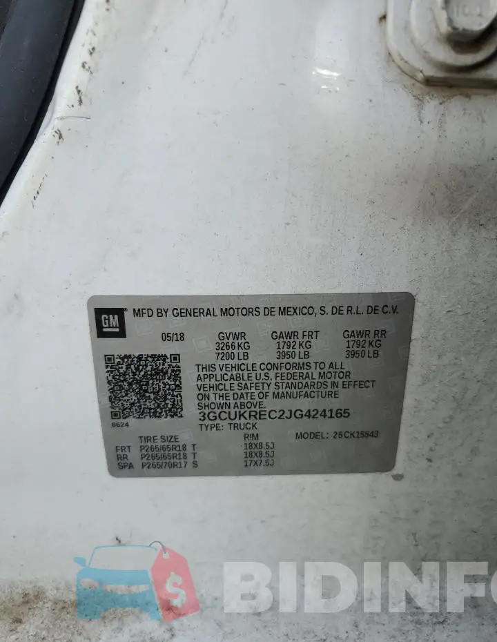 3GCUKREC2JG424165 Photo# 13