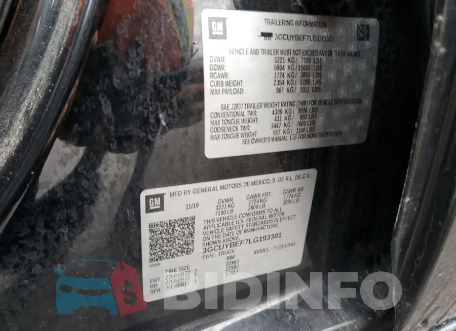 3GCUYBEF7LG193301 Photo# 12