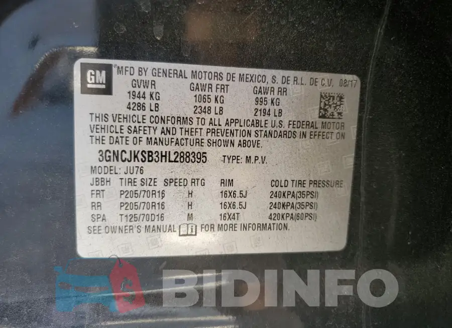 3GNCJKSB3HL288395 Photo# 13