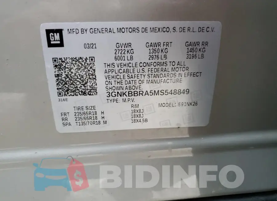 3GNKBBRA5MS548849 Photo# 13