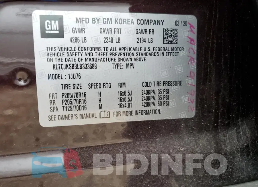 KL7CJKSB3LB333688 Photo# 13