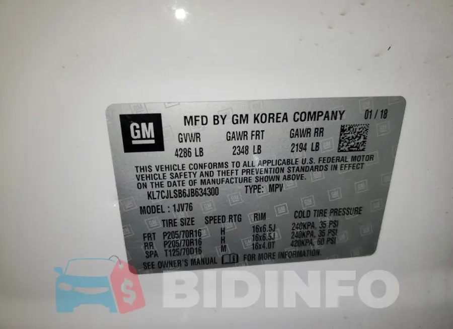 KL7CJLSB6JB634300 Photo# 13