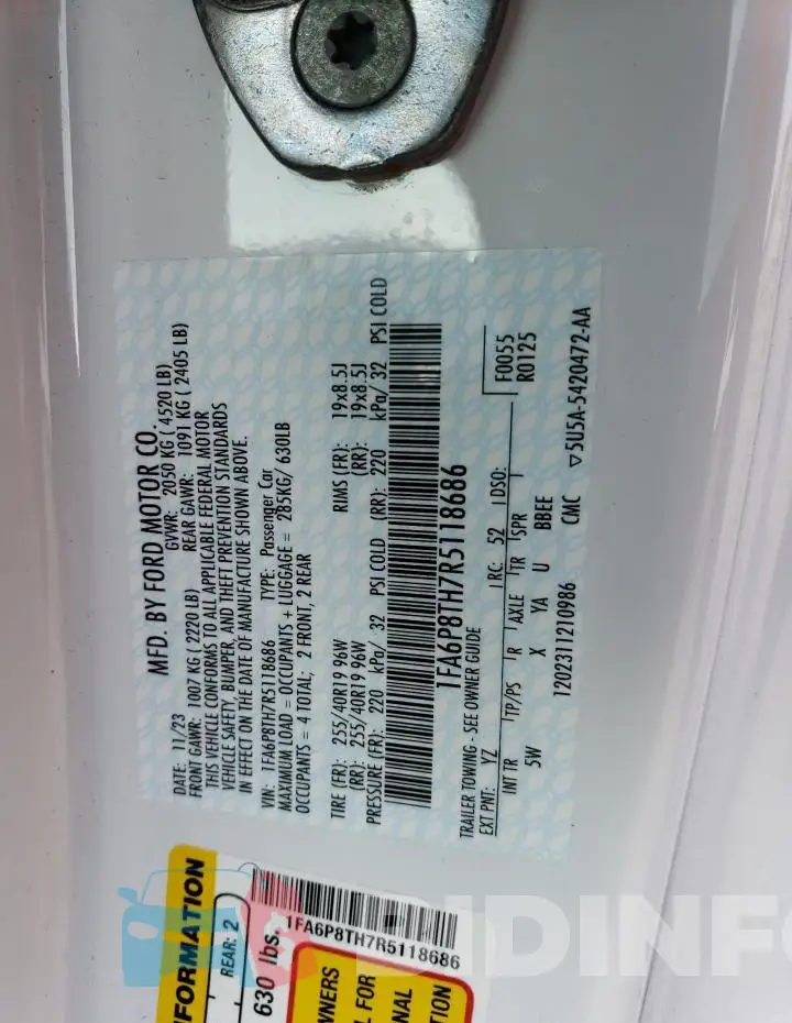 1FA6P8TH7R5118686 Photo# 12