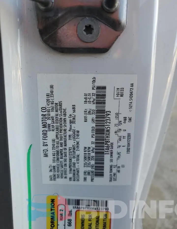 1FA6P8THXM5123793 Photo# 12
