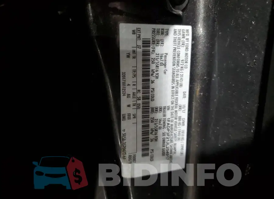 1FADP3F21JL204917 Photo# 13