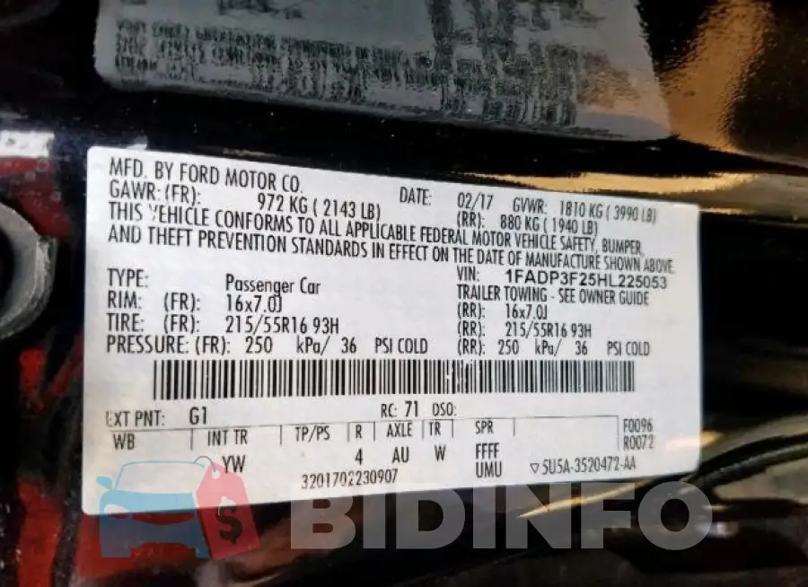 1FADP3F25HL225053 Photo# 10
