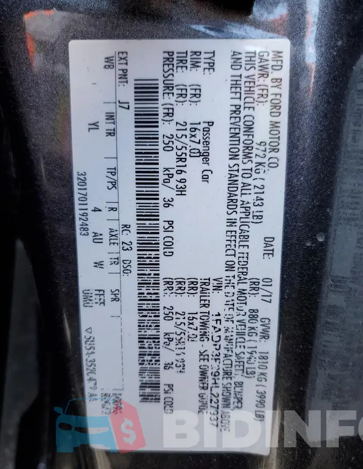 1FADP3F29HL227937 Photo# 13