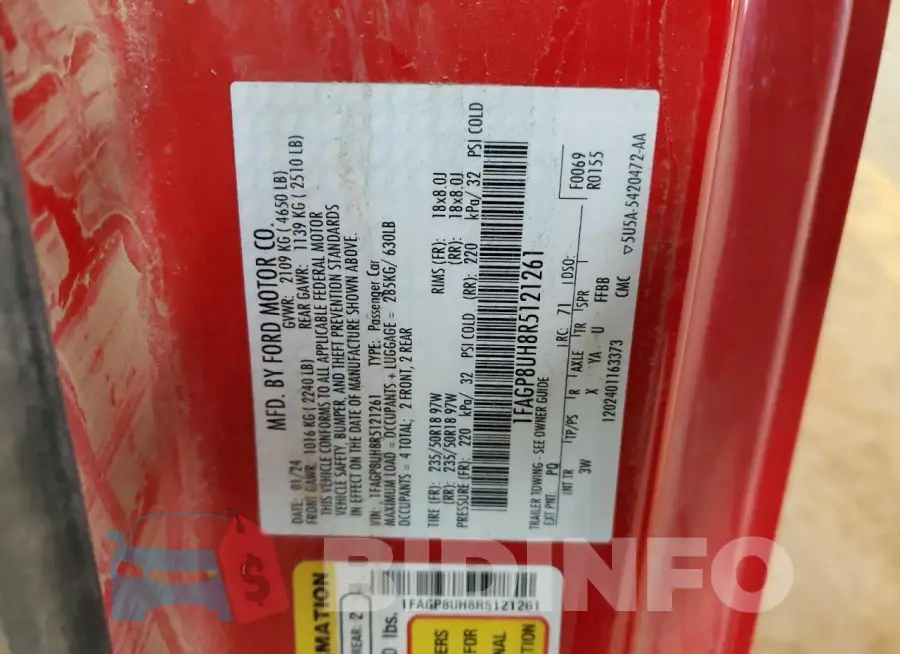 1FAGP8UH8R5121261 Photo# 12