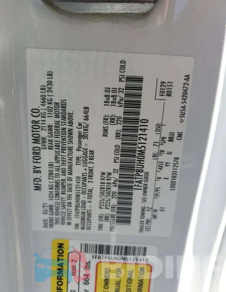 1FATP8UH0M5121410 Photo# 12