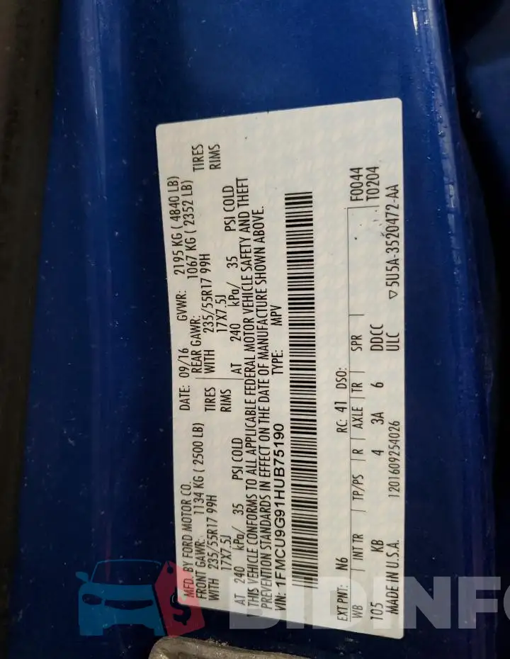 1FMCU9G91HUB75190 Photo# 13