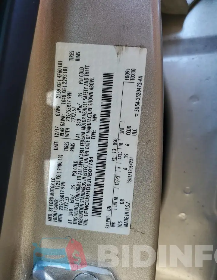 1FMCU9HD0JUB01784 Photo# 14