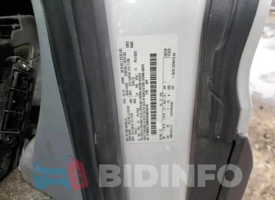 1FMZK1ZM5KKB85419 Photo# 13