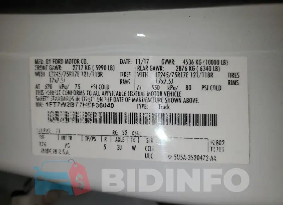 1FT7W2BT7HEF36040 Photo# 12