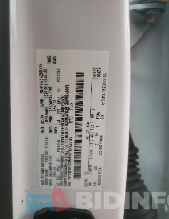 1FTEW1CB5KFB12736 Photo# 12